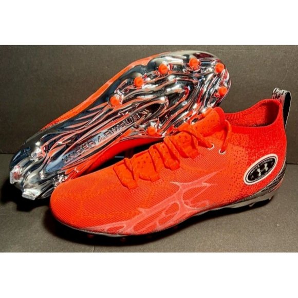 UNDER ARMOUR MC COMMAND PRO FOOTBALL LACROSSE CLEATS ORANGE MEN'S SIZE 13.5